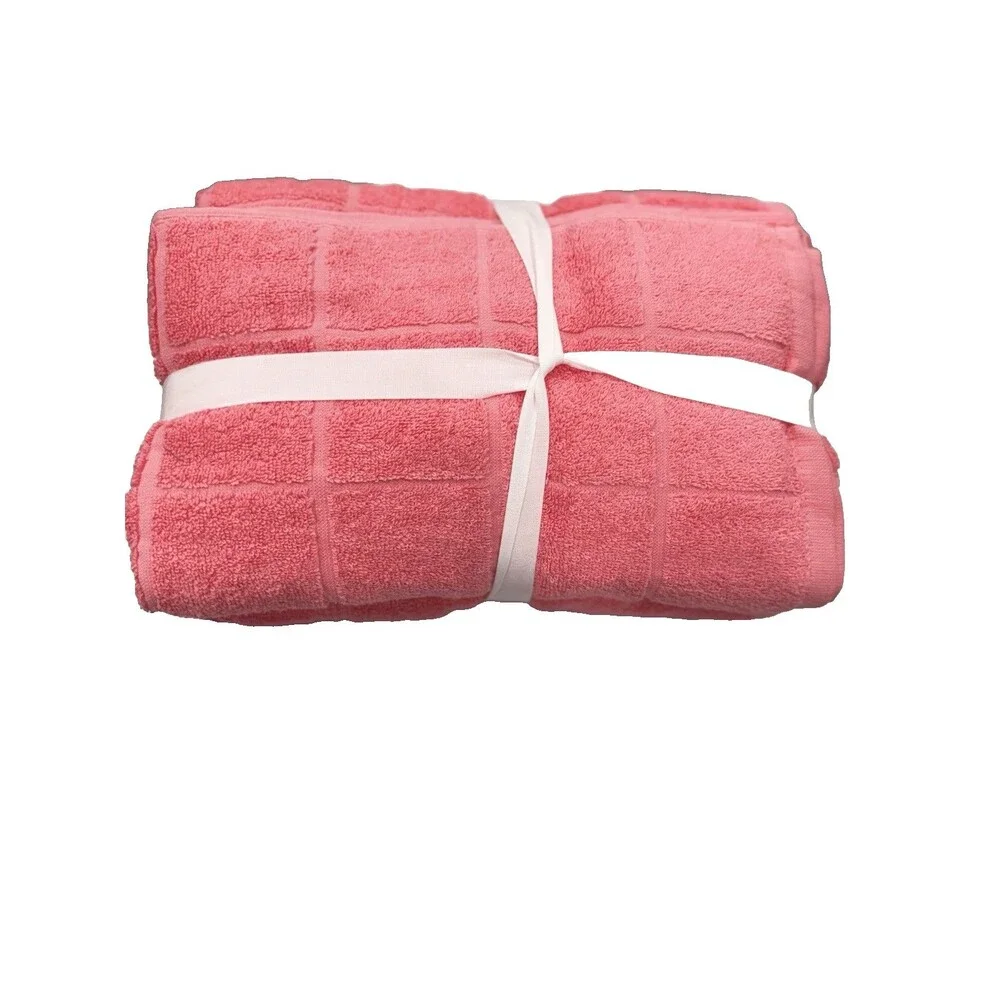Home Expressions 6 Piece Bath Towel Set 100% Cotton Pink Lemonade NEW